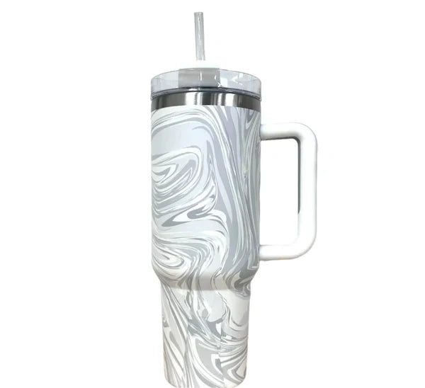 Stainless Steel Vacuum Flask with Straw - 40 oz