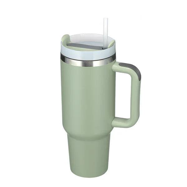 Stainless Steel Vacuum Flask with Straw - 40 oz