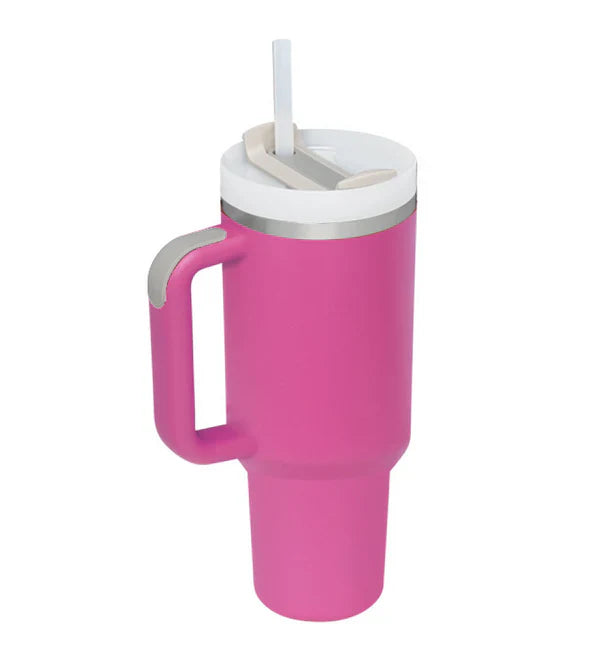 Stainless Steel Vacuum Flask with Straw - 40 oz